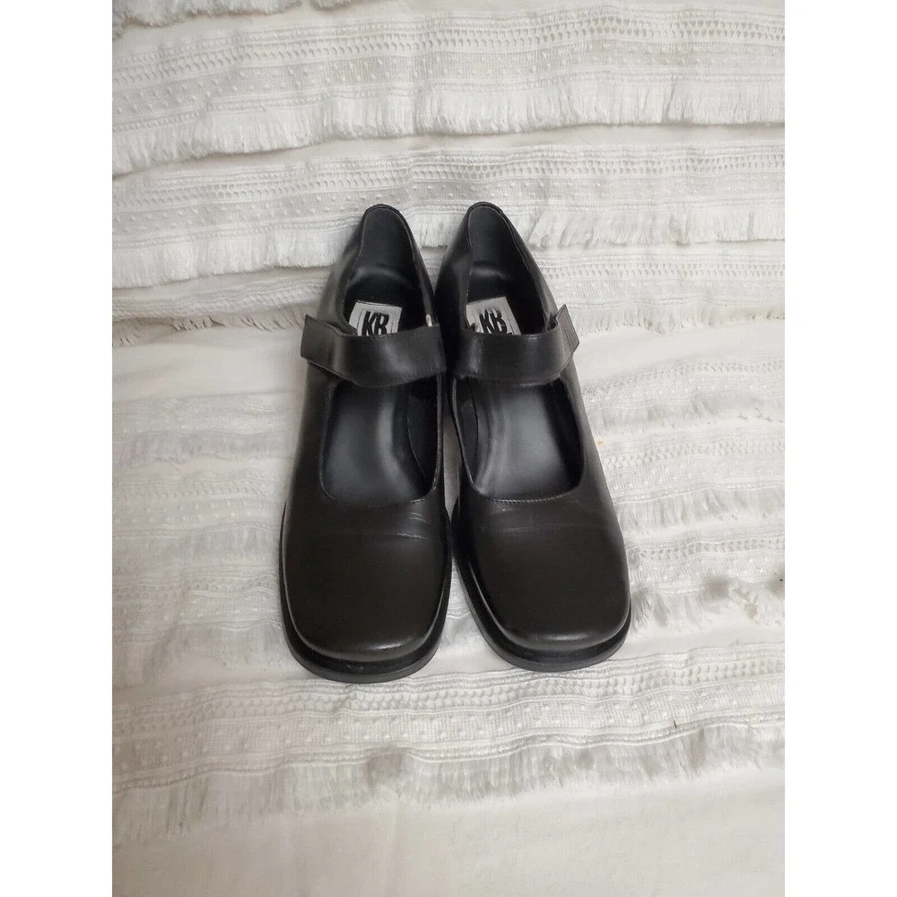 KB Company Vintage Y2K 90's Black Chunky Square Toe Heels Women's Size 8.5